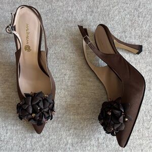 Maliparmi Dark Brown Floral Slingback Heels